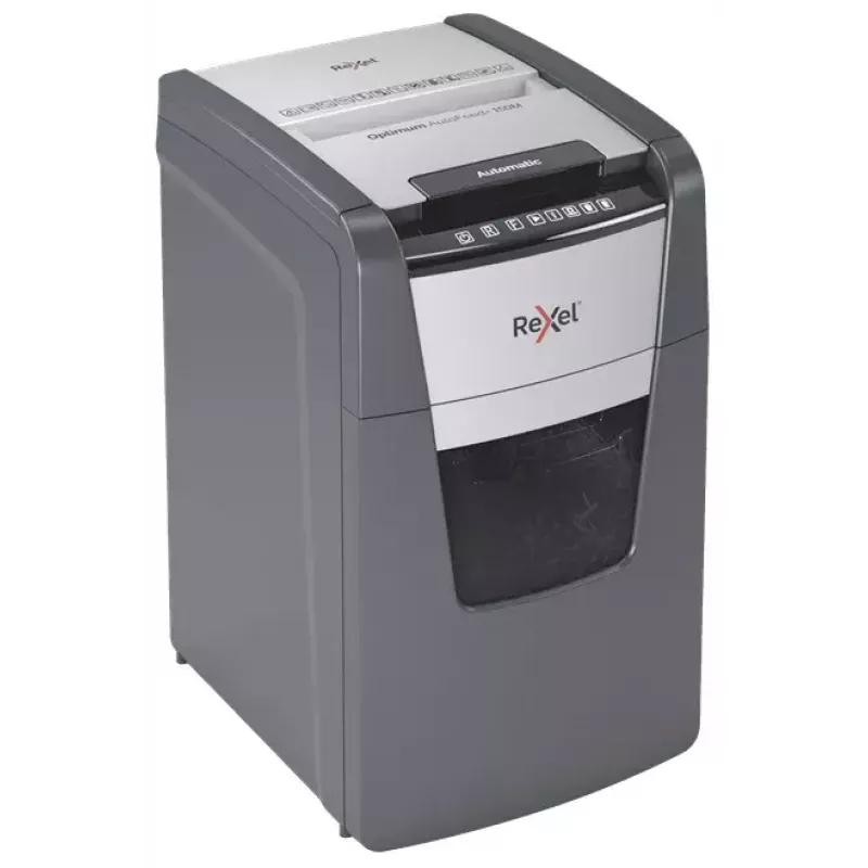 Rexel Optimum AutoFeed+ 150M trituradora de papel, corte micro 2 x 15 mm, P-5, 150 hojas, cubo de 44 l