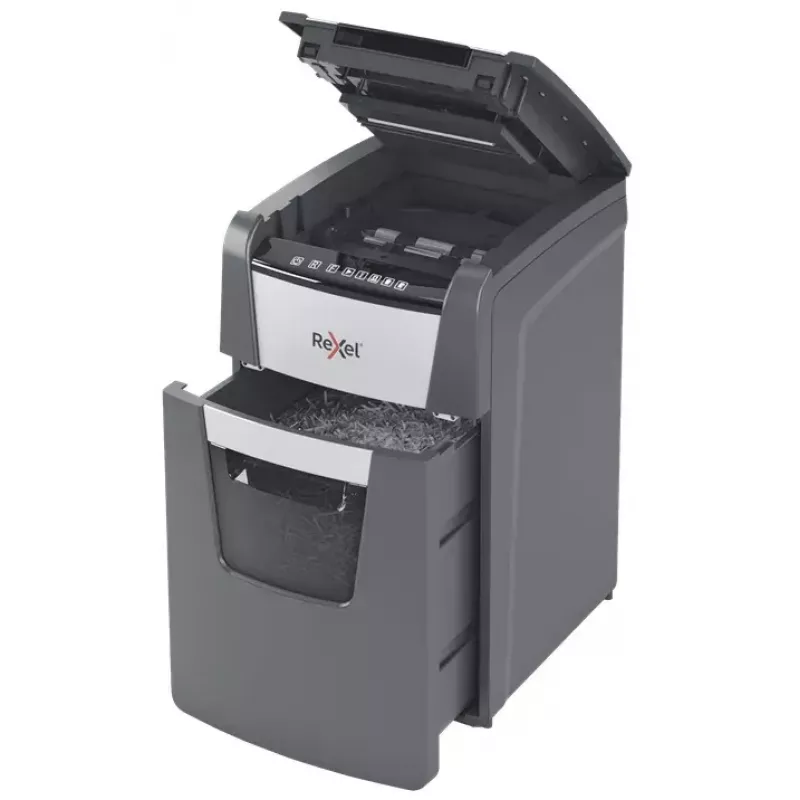 Rexel Optimum AutoFeed+ 150M trituradora de papel, corte micro 2 x 15 mm, P-5, 150 hojas, cubo de 44 l