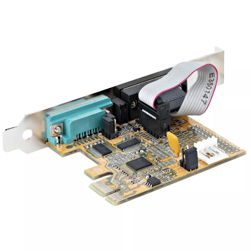 StarTech.com tarjeta serie PCI Express de 2 puertos, tarjeta serie PCIe dual port a RS232 (DB9), UART 16C1050, soportes estándar o de perfil bajo, conservación de COM, para Windows y Linux