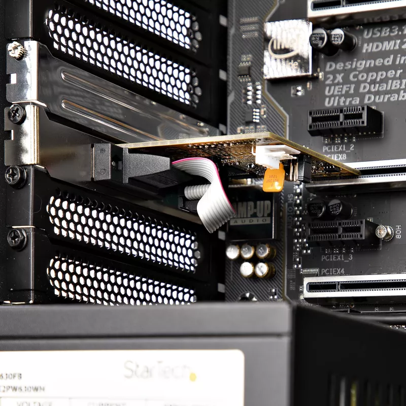 StarTech.com tarjeta serie PCI Express de 2 puertos, tarjeta serie PCIe dual port a RS232 (DB9), UART 16C1050, soportes estándar o de perfil bajo, conservación de COM, para Windows y Linux