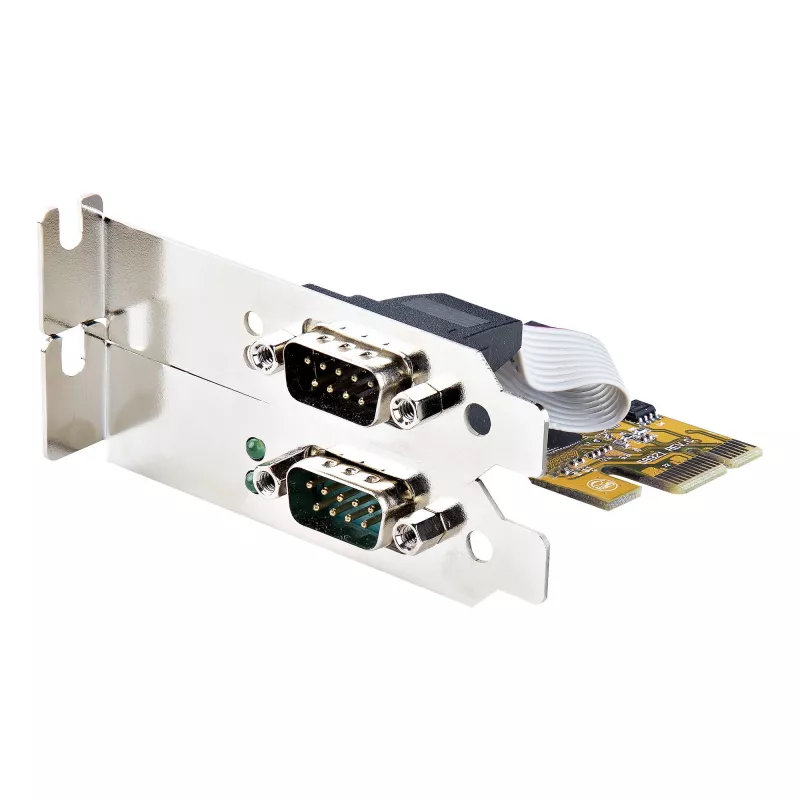 StarTech.com tarjeta serie PCI Express de 2 puertos, tarjeta serie PCIe dual port a RS232 (DB9), UART 16C1050, soportes estándar o de perfil bajo, conservación de COM, para Windows y Linux