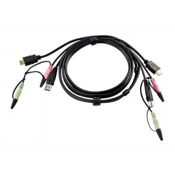 ATEN cable KVM HDMI 1,8m, 1,8 m, HDMI, negro, HDMI, USB A, 2 x 3,5mm, HDMI, USB B, 2 x 3,5mm, conector macho
