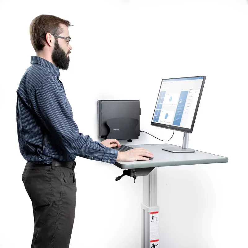 StarTech.com soporte de pared para PC, compatible con ordenadores de sobremesa de hasta 18 kg, ajuste sin herramientas 50–200 mm, soporte/estante de pared robusto para carcasas/torres de PC