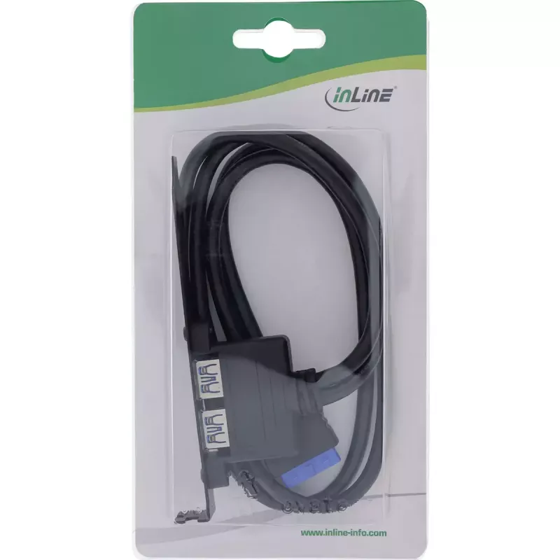 Escuadra de ranura InLine 2x USB 3.0 conector hembra / conector interno de placa base 0,5 m