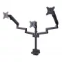 StarTech.com Soporte de escritorio para triple monitor para hasta tres pantallas de 27 pulgadas, VESA 75x75/100x100, ajuste de brazos sin herramientas, montaje con pinza C/pasacables, brazos asistidos por resorte