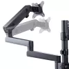 StarTech.com Soporte de escritorio para triple monitor para hasta tres pantallas de 27 pulgadas, VESA 75x75/100x100, ajuste de brazos sin herramientas, montaje con pinza C/pasacables, brazos asistidos por resorte