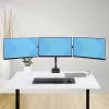 StarTech.com Soporte de escritorio para triple monitor para hasta tres pantallas de 27 pulgadas, VESA 75x75/100x100, ajuste de brazos sin herramientas, montaje con pinza C/pasacables, brazos asistidos por resorte