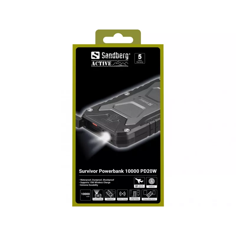 Batería externa portátil Sandberg Survivor 10000 PD20W, 10000 mAh