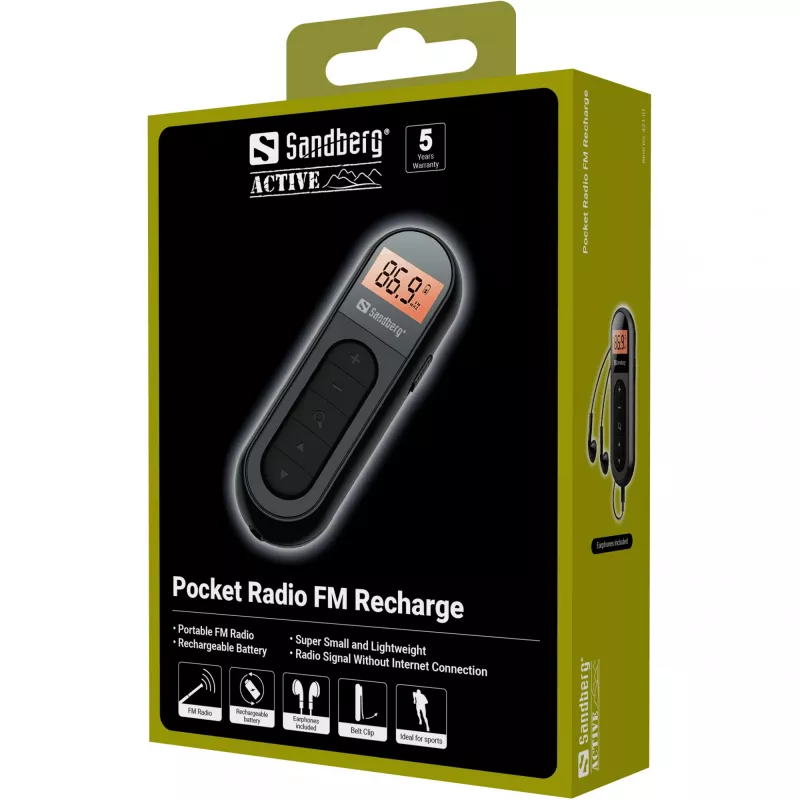Radio portátil Sandberg Pocket Radio FM Recharge FM 76-108 MHz