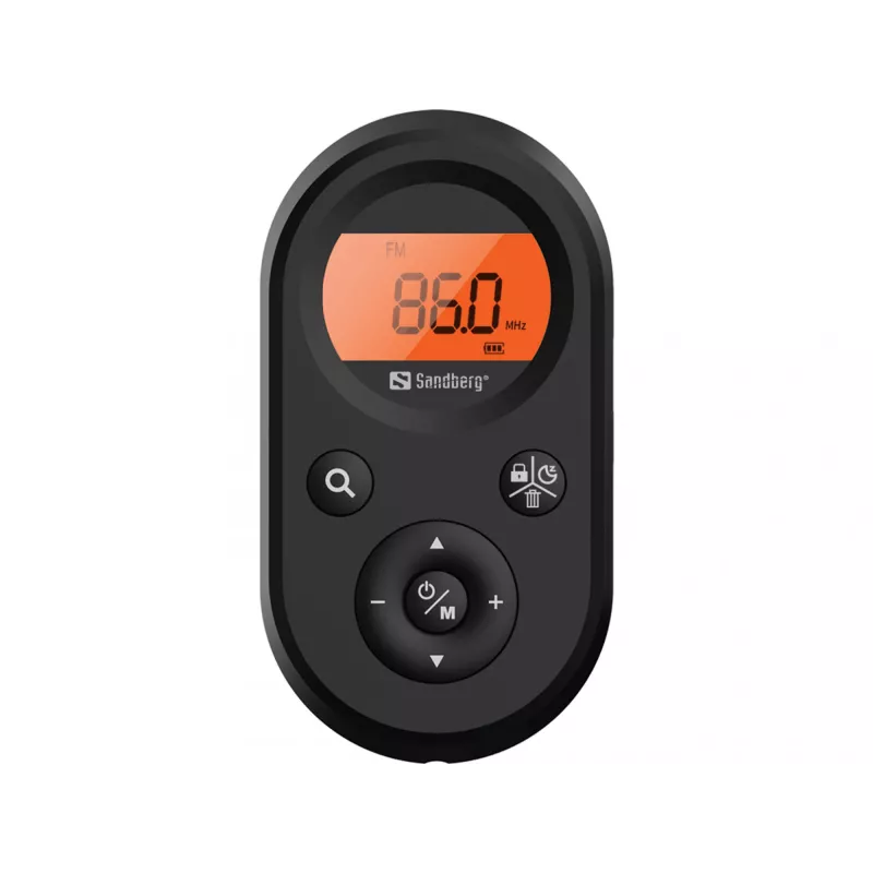 Sandberg 421-02 radio de bolsillo FM+AM Recharge, FM 76–108 MHz, AM 522–1710 kHz, batería de 500 mAh, pantalla, con auriculares