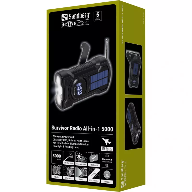 Radio portátil Sandberg Survivor Radio All-in-1 5000 AM FM 5000mAh