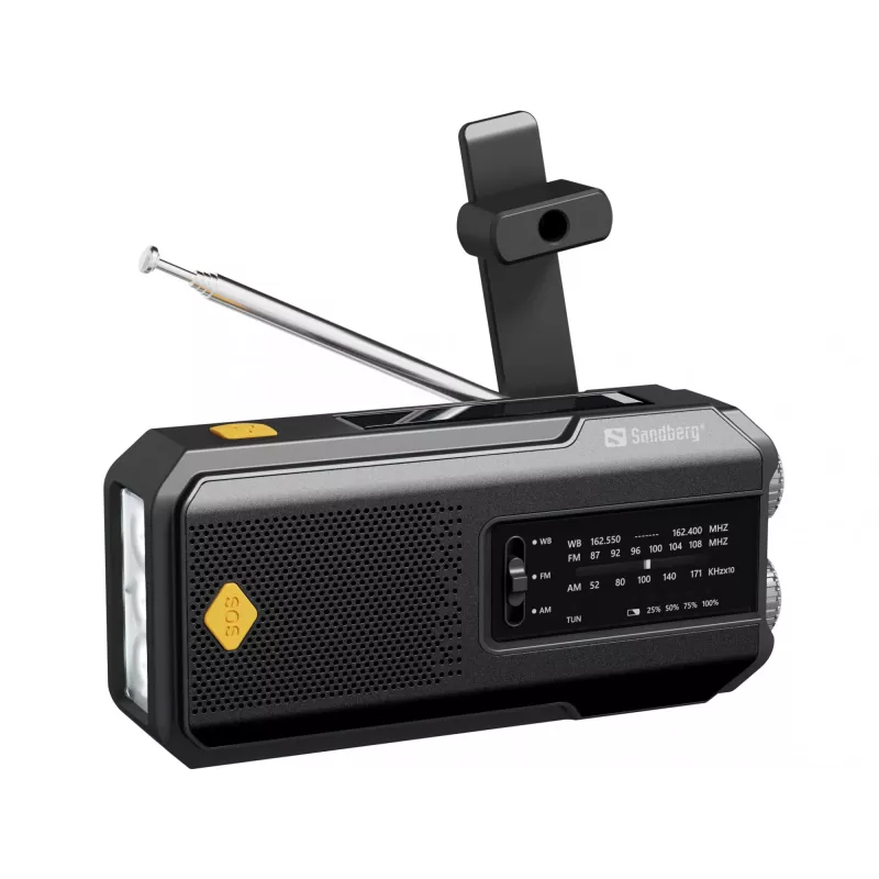 Sandberg Survivor Radio All-in-1 2000, portátil, AM, FM, 87–180 MHz, 520–1710 kHz, 3 W, analógica