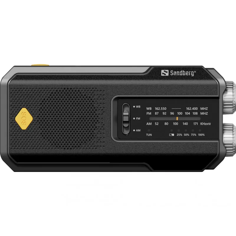 Sandberg Survivor Radio All-in-1 2000, portátil, AM, FM, 87–180 MHz, 520–1710 kHz, 3 W, analógica