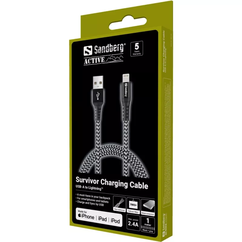 Sandberg Survivor Lightning cable 1M