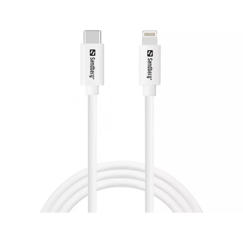 Cargador de CA Sandberg 20W USB-C + Lightning 1M carga rápida blanco