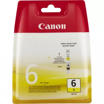 Cartucho de tinta Canon BCI-6Y amarillo, amarillo, tinta pigmentada, 1 ud., 360 páginas