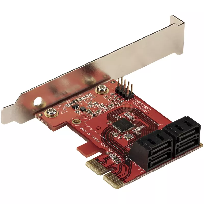 Tarjeta SATA PCIe StarTech.com - tarjeta de expansión SATA PCIe de 4 puertos - 6 Gbit/s - perfil bajo - conectores SATA apilados - ASM1164 Non-RAID - convertidor PCI Express a SATA