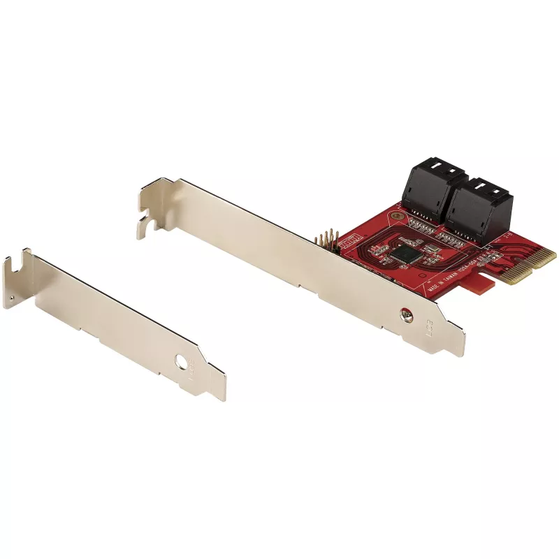 Tarjeta SATA PCIe StarTech.com - tarjeta de expansión SATA PCIe de 4 puertos - 6 Gbit/s - perfil bajo - conectores SATA apilados - ASM1164 Non-RAID - convertidor PCI Express a SATA