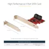 Tarjeta SATA PCIe StarTech.com - tarjeta de expansión SATA PCIe de 4 puertos - 6 Gbit/s - perfil bajo - conectores SATA apilados - ASM1164 Non-RAID - convertidor PCI Express a SATA