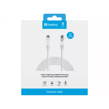 Cable de red Sandberg cable de red UTP Cat6 RJ-45 5 m blanco