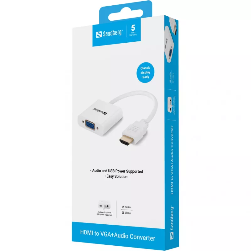 Convertidor HDMI a VGA+Audio Sandberg 508-77