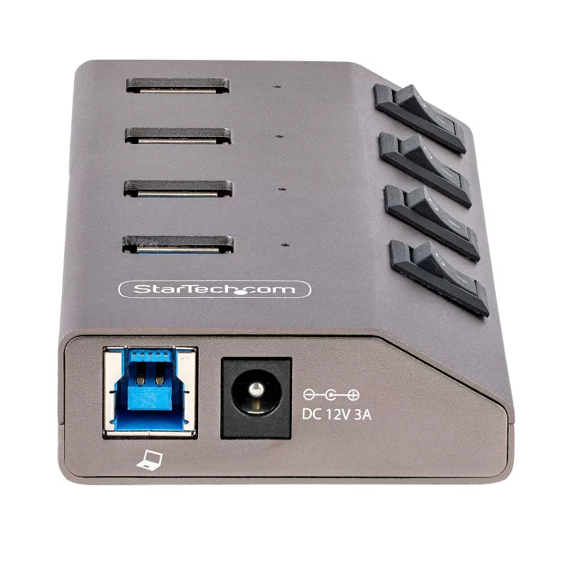 Hub USB-C autoalimentado de 4 puertos StarTech.com con interruptores individuales de encendido/apagado, hub de expansión USB 3.0 5Gbps con fuente de alimentación, hub USB-C a USB-A para sobremesa/portátil, hub USB Type-C con BC 1.2