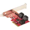 StarTech.com tarjeta SATA PCIe – tarjeta de expansión PCIe SATA de 6 puertos – 6 Gbit/s – perfil bajo/completo – conectores SATA apilados – ASM1166 Non-RAID – convertidor PCI Express a SATA
