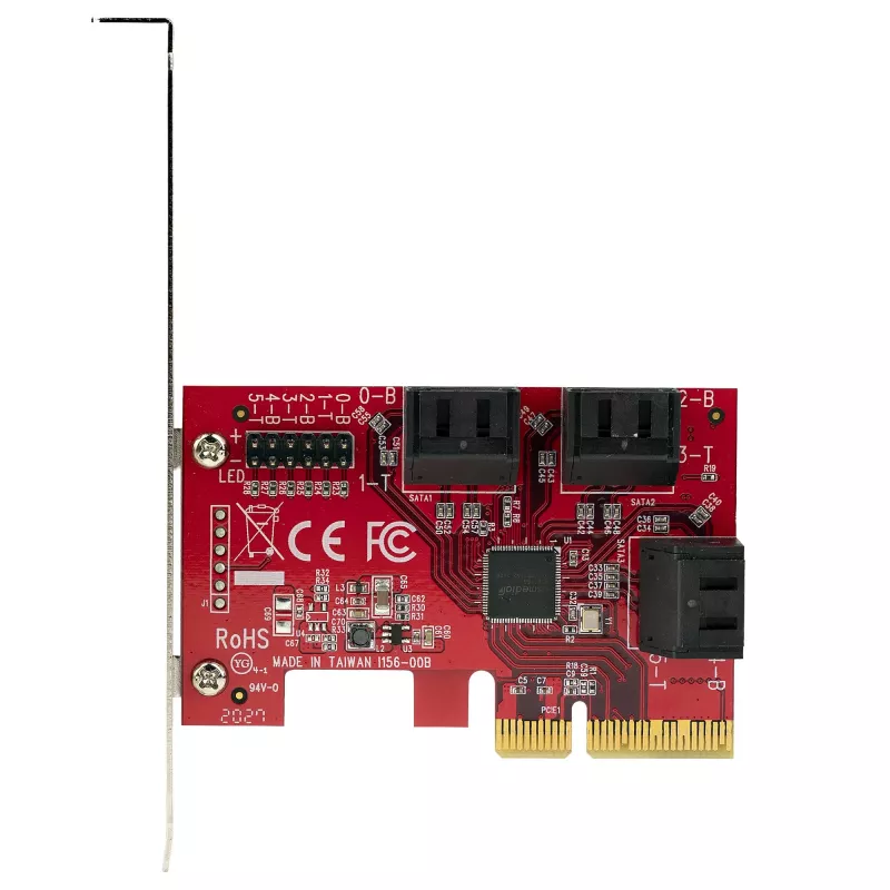 StarTech.com tarjeta SATA PCIe – tarjeta de expansión PCIe SATA de 6 puertos – 6 Gbit/s – perfil bajo/completo – conectores SATA apilados – ASM1166 Non-RAID – convertidor PCI Express a SATA