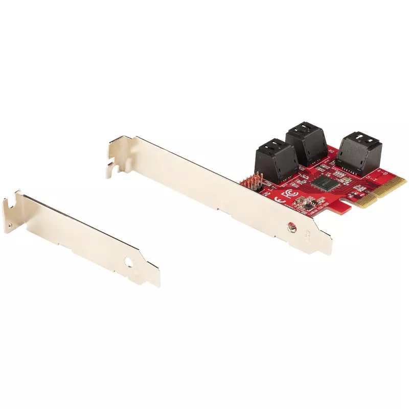 StarTech.com tarjeta SATA PCIe – tarjeta de expansión PCIe SATA de 6 puertos – 6 Gbit/s – perfil bajo/completo – conectores SATA apilados – ASM1166 Non-RAID – convertidor PCI Express a SATA