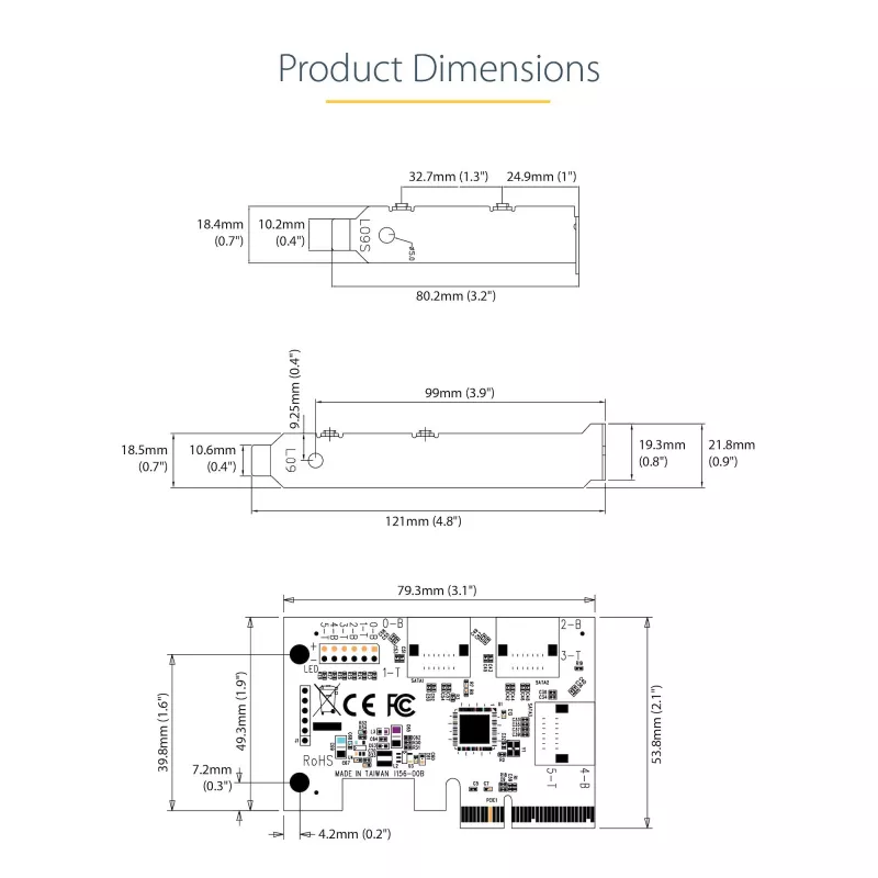 StarTech.com tarjeta SATA PCIe – tarjeta de expansión PCIe SATA de 6 puertos – 6 Gbit/s – perfil bajo/completo – conectores SATA apilados – ASM1166 Non-RAID – convertidor PCI Express a SATA