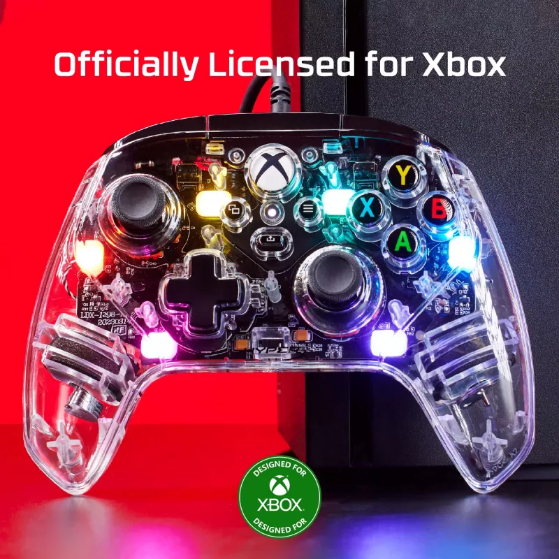 HyperX Clutch Gladiate – mando gaming RGB con cable – Xbox, gamepad, Xbox One, Xbox Series X, con cable, USB, USB Type-A, USB Type-C, transparente