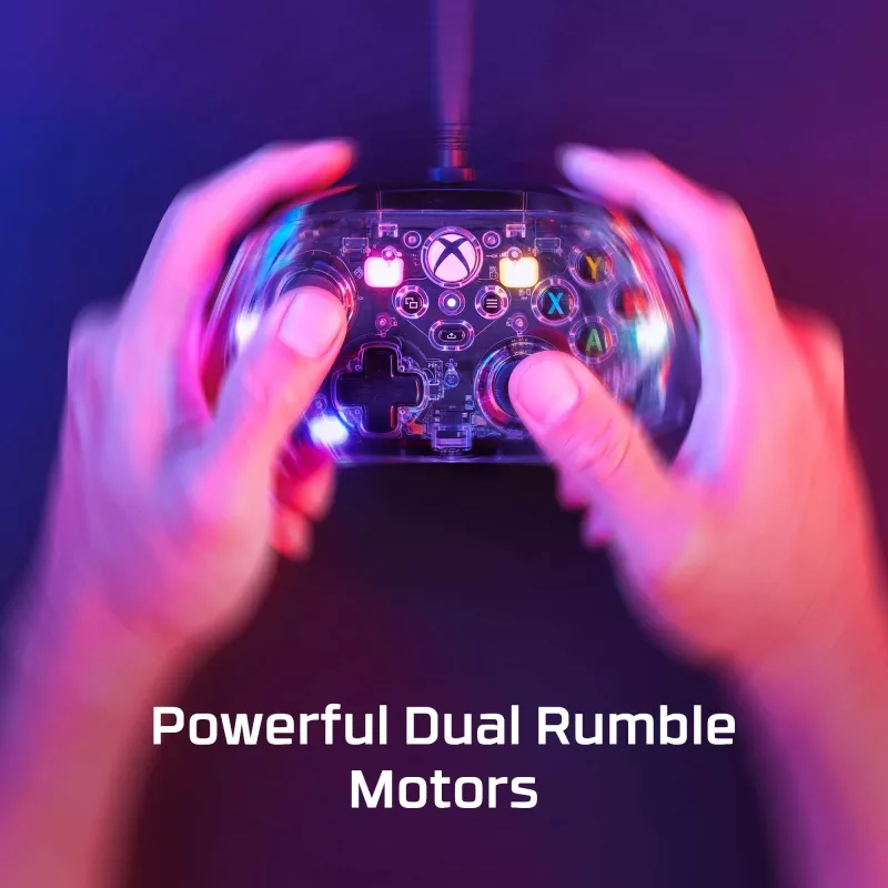 HyperX Clutch Gladiate – mando gaming RGB con cable – Xbox, gamepad, Xbox One, Xbox Series X, con cable, USB, USB Type-A, USB Type-C, transparente