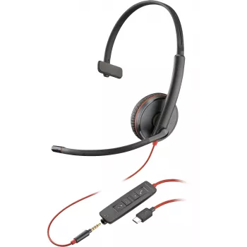 HP Poly Blackwire C3215 auriculares monoaurales + bolsa de transporte (Bulk), con cable, oficina/callcenter, 87 g, auriculares, negro