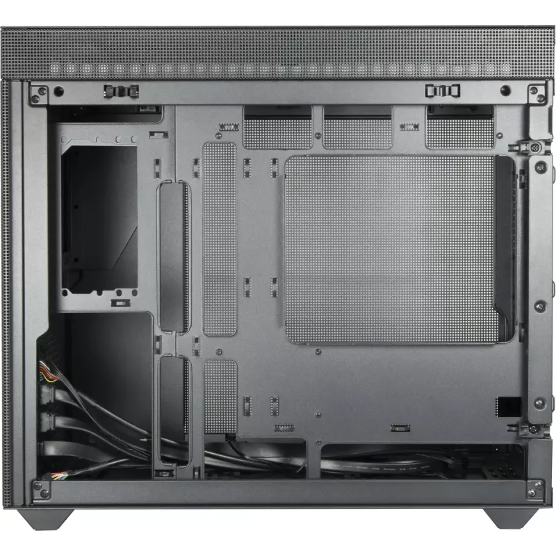 Caja de PC mini torre INTER-TECH IM-2 Expander, Mini-ITX/Micro ATX, compatible con fuentes de alimentación ATX/SFX, unidades de 2,5 inch y 3,5 inch, ventiladores frontal/superior 120/140 mm, negra