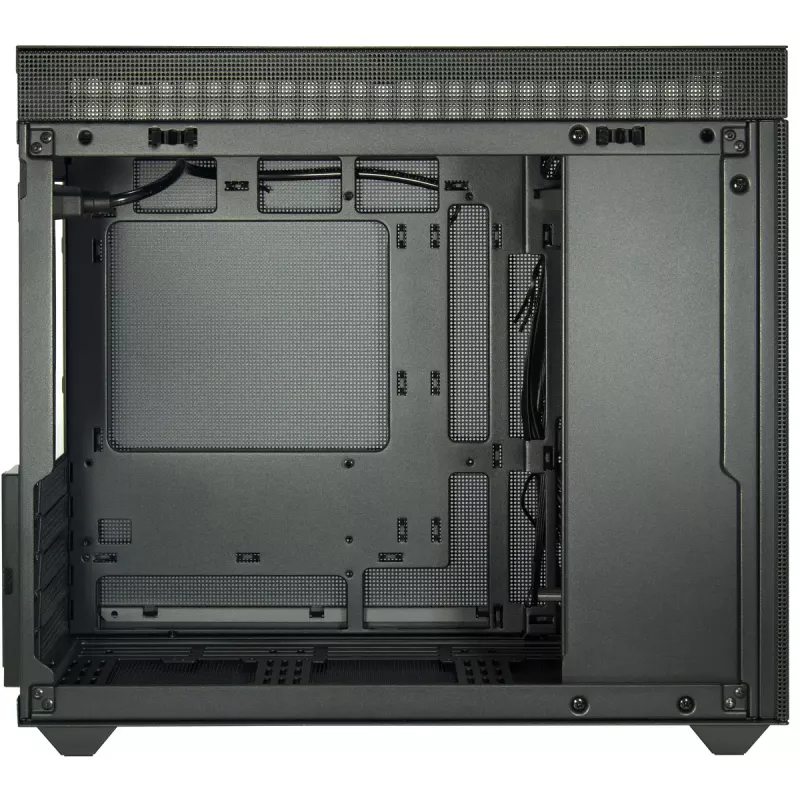 Caja de PC mini torre INTER-TECH IM-2 Expander, Mini-ITX/Micro ATX, compatible con fuentes de alimentación ATX/SFX, unidades de 2,5 inch y 3,5 inch, ventiladores frontal/superior 120/140 mm, negra