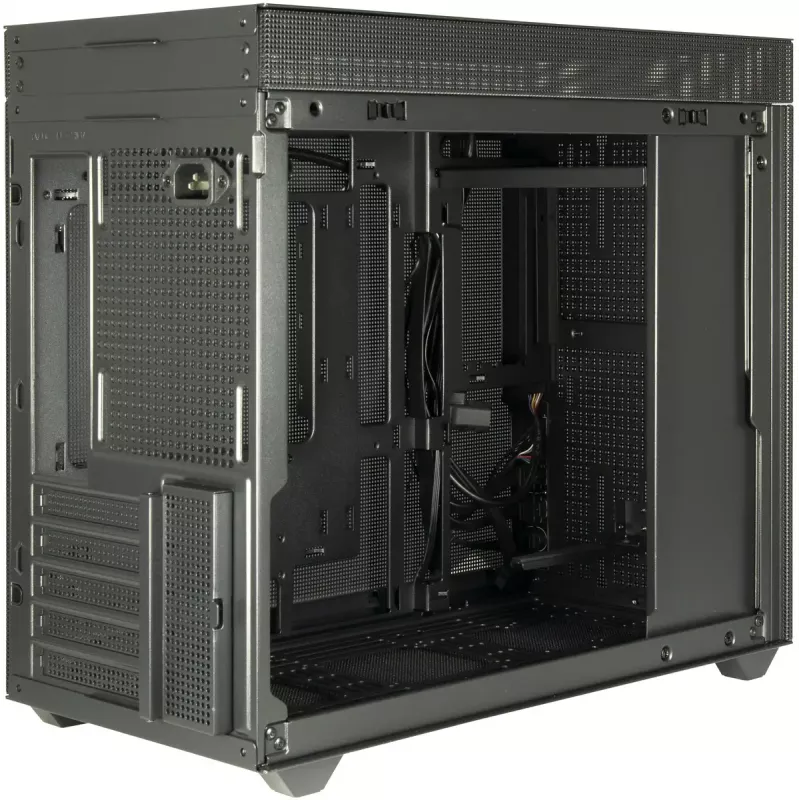 Caja de PC mini torre INTER-TECH IM-2 Expander, Mini-ITX/Micro ATX, compatible con fuentes de alimentación ATX/SFX, unidades de 2,5 inch y 3,5 inch, ventiladores frontal/superior 120/140 mm, negra