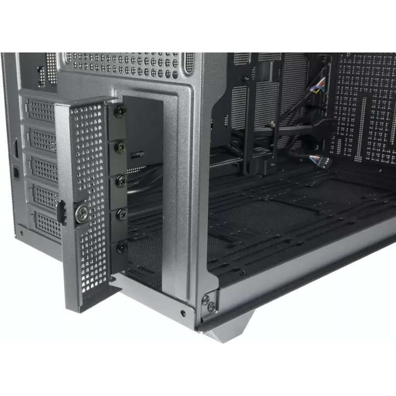 Caja de PC mini torre INTER-TECH IM-2 Expander, Mini-ITX/Micro ATX, compatible con fuentes de alimentación ATX/SFX, unidades de 2,5 inch y 3,5 inch, ventiladores frontal/superior 120/140 mm, negra