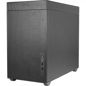Caja de PC mini torre INTER-TECH IM-2 Expander, Mini-ITX/Micro ATX, compatible con fuentes de alimentación ATX/SFX, unidades de 2,5 inch y 3,5 inch, ventiladores frontal/superior 120/140 mm, negra