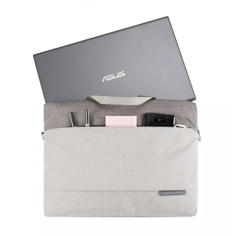 ASUS EOS 2 Carry Bag funda para portátil de 15,6 pulgadas (39,6 cm), poliéster, repelente al agua, correa para el hombro, 0,48 kg, gris