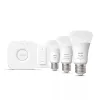 Kit de iluminación inteligente Philips Hue White and Colour Ambience Starterkit – 3 bombillas E27 de 11W, Bluetooth/Zigbee, regulador