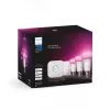 Kit de iluminación inteligente Philips Hue White and Colour Ambience Starterkit – 3 bombillas E27 de 11W, Bluetooth/Zigbee, regulador