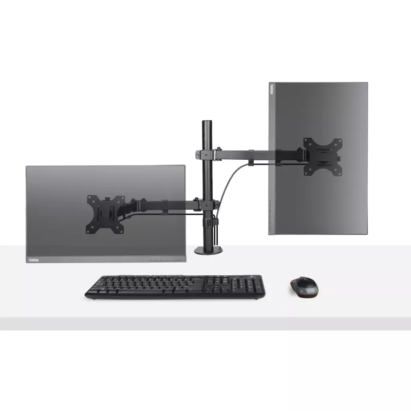 StarTech.com A2-LAPTOP-DESK-MOUNT brazo de monitor ajustable con bandeja VESA para portátil, para portátil de hasta 4,5 kg (9,9 lb) y una sola pantalla, montaje con abrazadera en C o pasacables, acero/plástico, negro