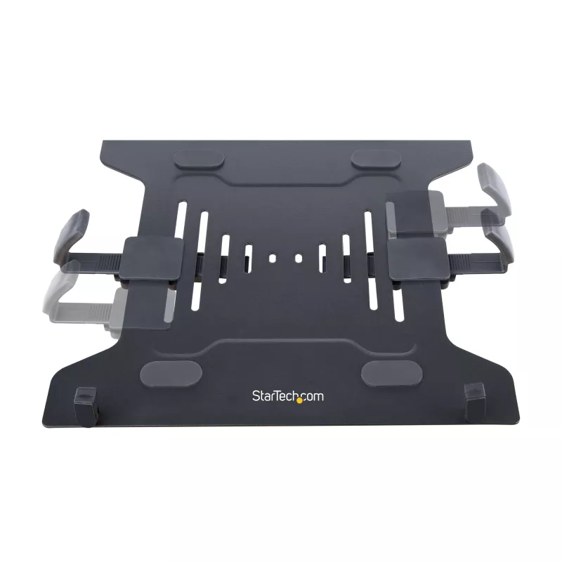 StarTech.com A2-LAPTOP-DESK-MOUNT brazo de monitor ajustable con bandeja VESA para portátil, para portátil de hasta 4,5 kg (9,9 lb) y una sola pantalla, montaje con abrazadera en C o pasacables, acero/plástico, negro