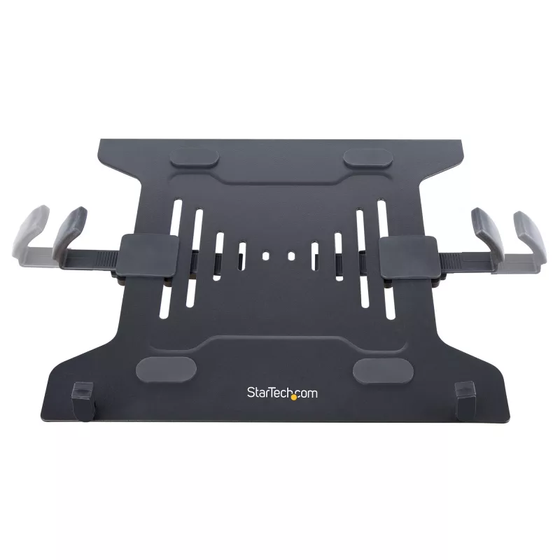 StarTech.com A2-LAPTOP-DESK-MOUNT brazo de monitor ajustable con bandeja VESA para portátil, para portátil de hasta 4,5 kg (9,9 lb) y una sola pantalla, montaje con abrazadera en C o pasacables, acero/plástico, negro
