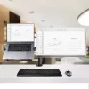 StarTech.com A2-LAPTOP-DESK-MOUNT brazo de monitor ajustable con bandeja VESA para portátil, para portátil de hasta 4,5 kg (9,9 lb) y una sola pantalla, montaje con abrazadera en C o pasacables, acero/plástico, negro