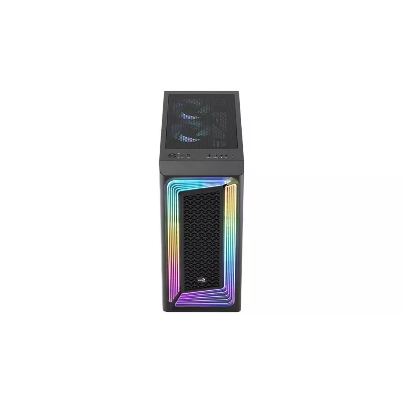 Aerocool Interstellar-G-BK-v1 caja de PC Midi Tower, ATX/Micro-ATX/Mini-ITX, ARGB, cristal templado, negra