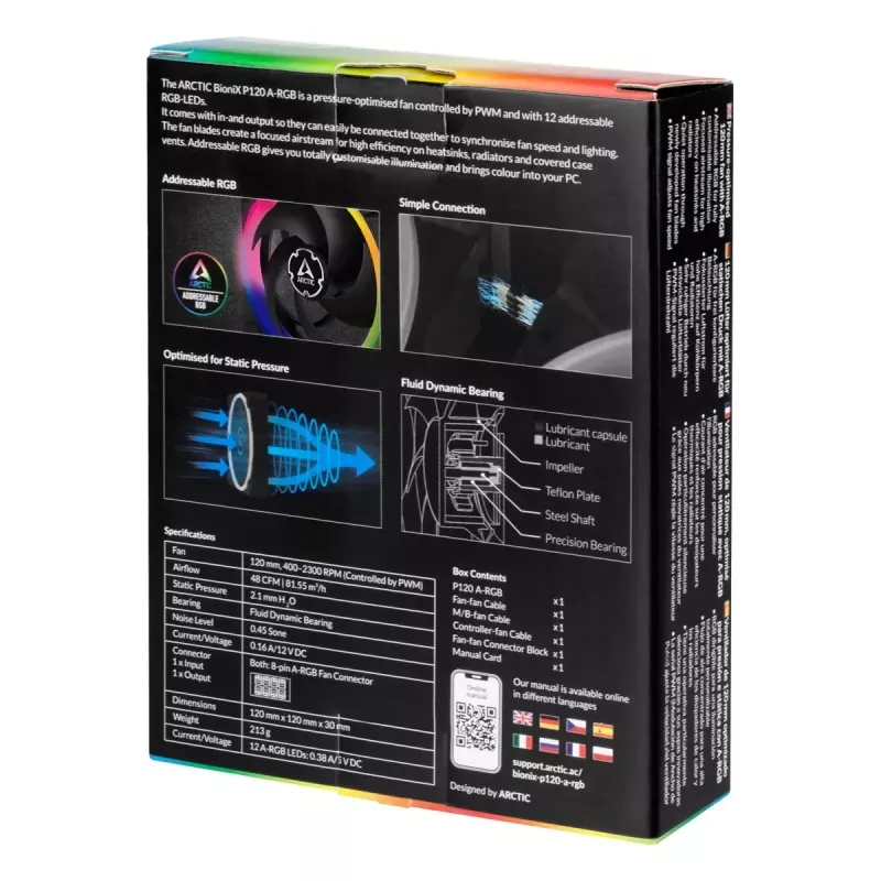 ARCTIC BioniX P120 A-RGB ventilador de 120 mm optimizado para presión con A-RGB