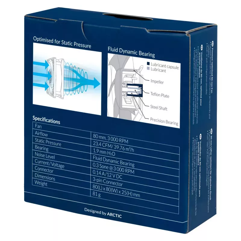 ARCTIC P8 - Ventilador de 80 mm optimizado para presión