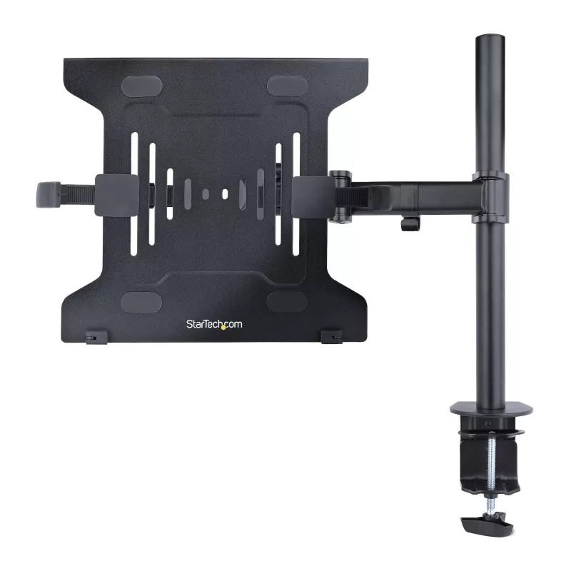 StarTech.com A-LAPTOP-DESK-MOUNT soporte de escritorio para monitor y portátil, para pantallas de hasta 34 pulgadas (8 kg / 17,6 lb) y portátiles (4,5 kg / 9,9 lb), brazo articulado con bandeja VESA para portátil, montaje con abrazadera