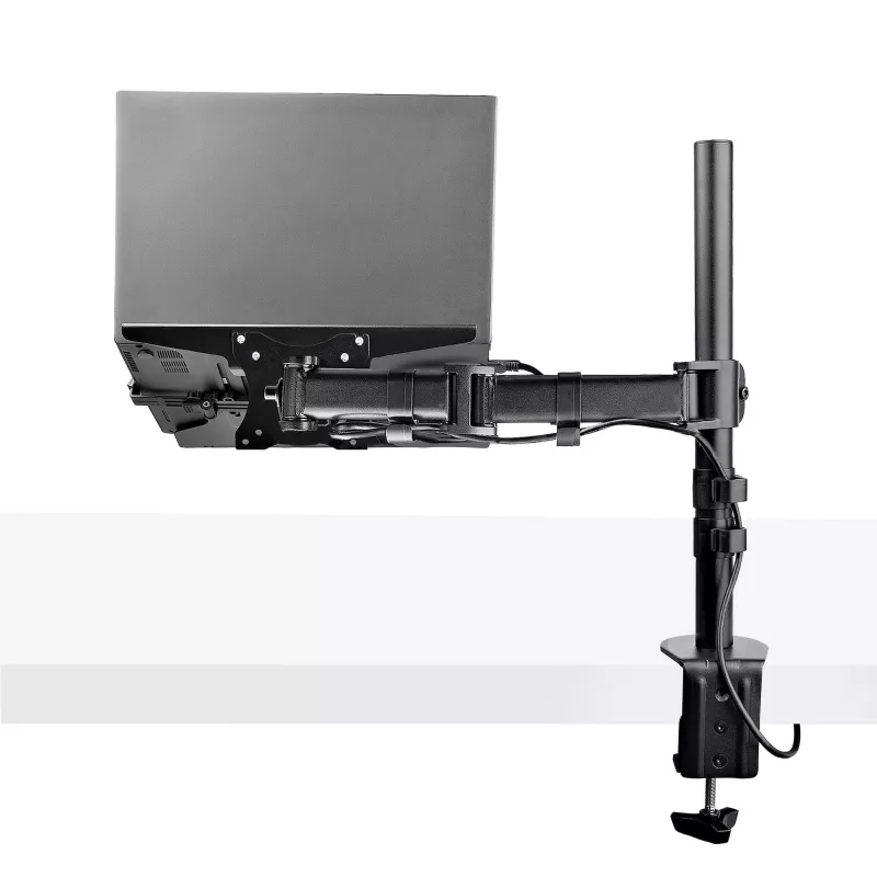 StarTech.com A-LAPTOP-DESK-MOUNT soporte de escritorio para monitor y portátil, para pantallas de hasta 34 pulgadas (8 kg / 17,6 lb) y portátiles (4,5 kg / 9,9 lb), brazo articulado con bandeja VESA para portátil, montaje con abrazadera